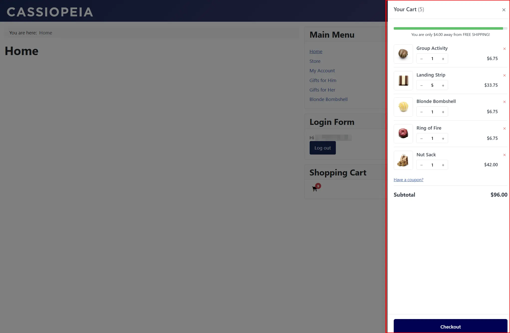 Advanced Cart Drawer open on a storefront