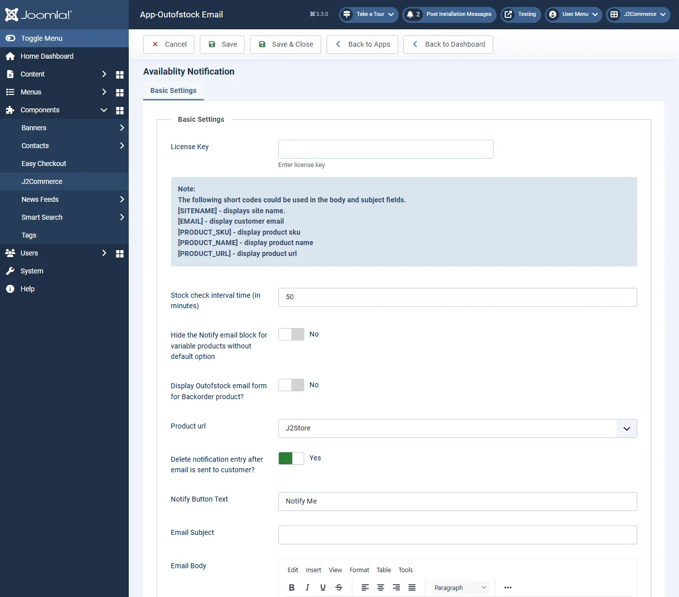 Availability Notification