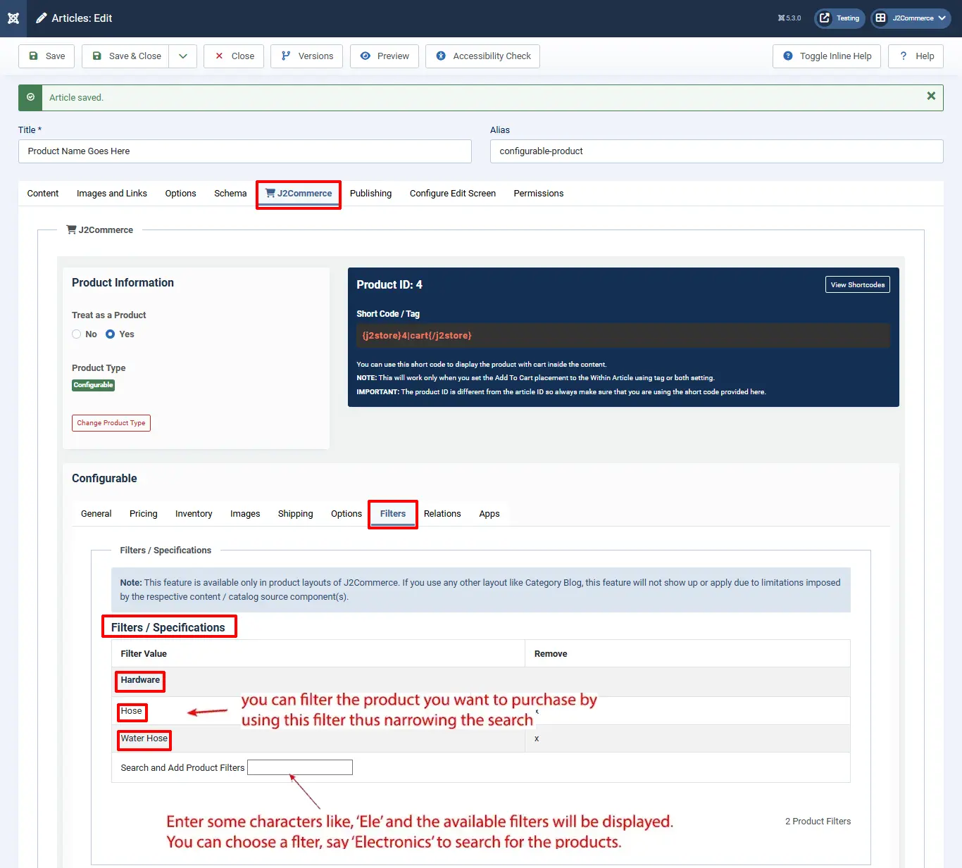 Filters for configurable products