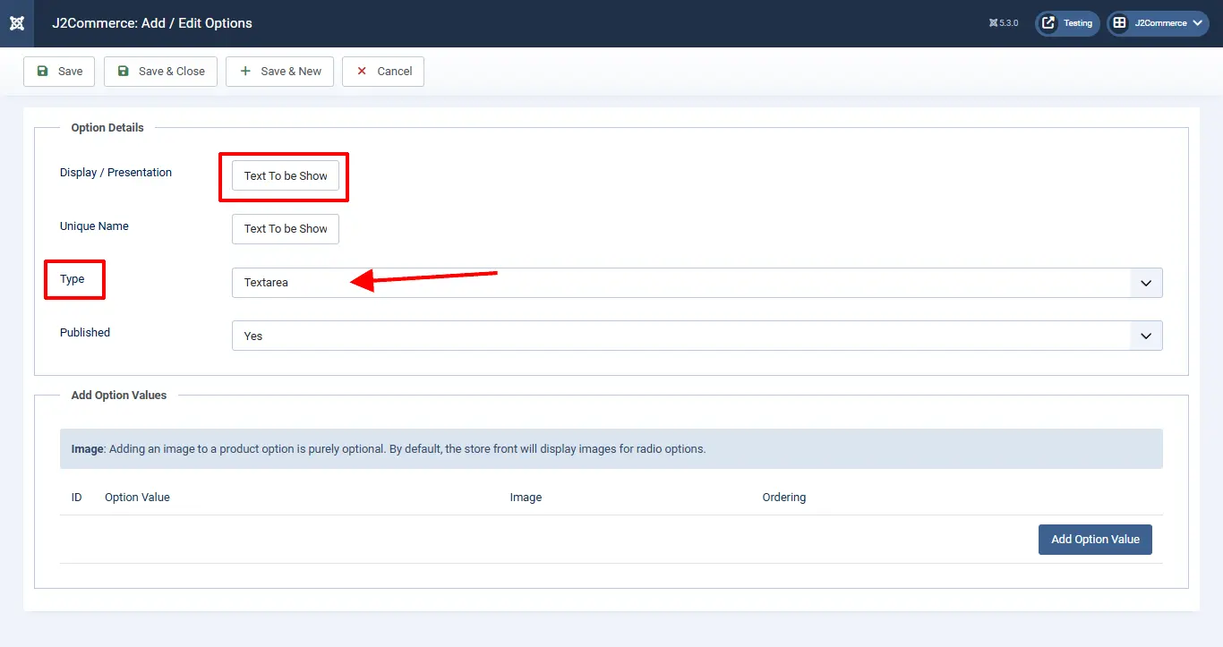 Adding text type options