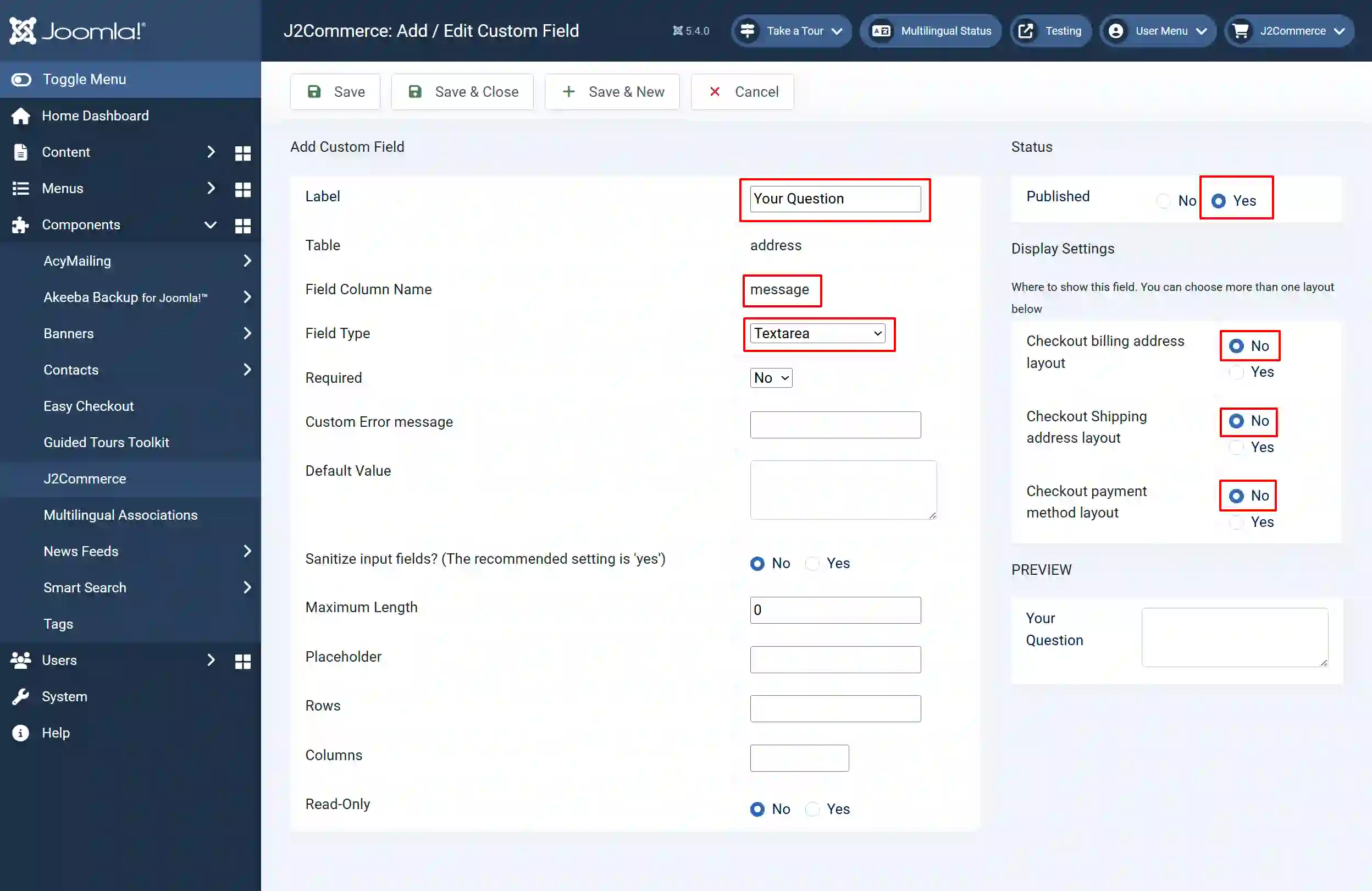 Ask quote custom field