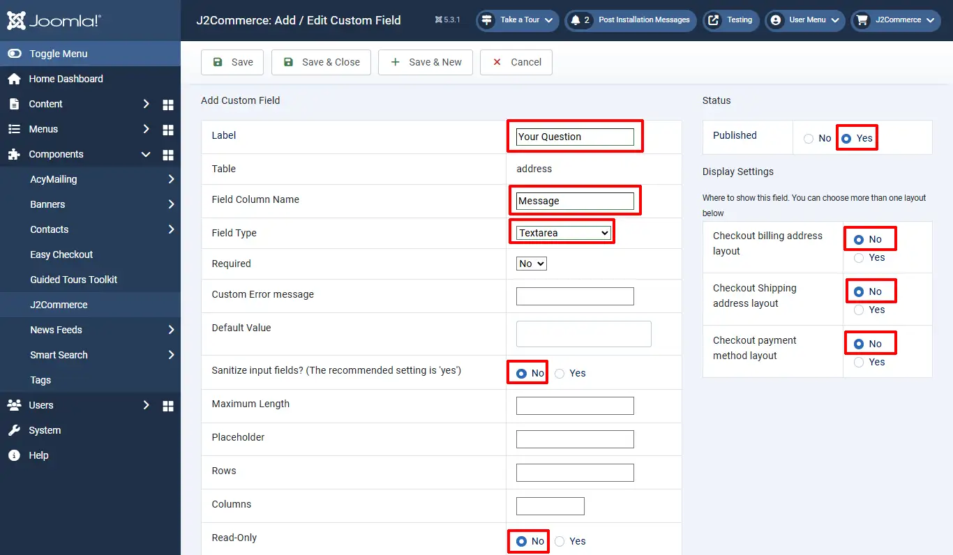 Custom fields