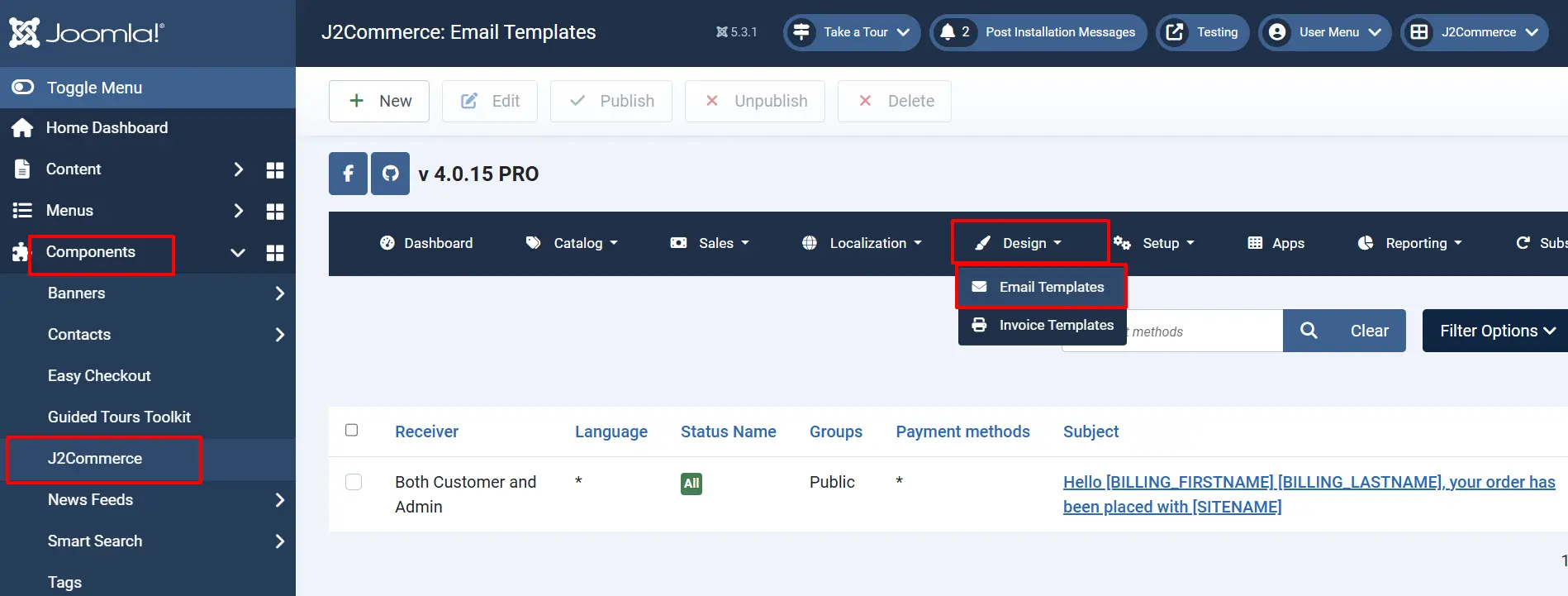Creating a new email template