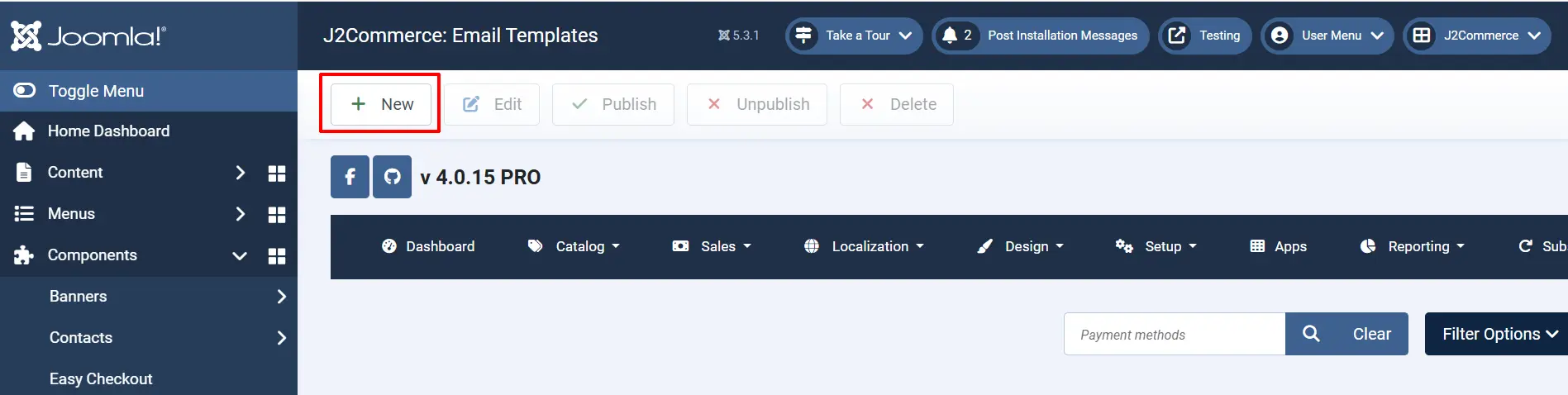 Creating a new template using new button
