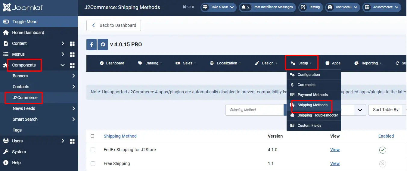 Shipping methods