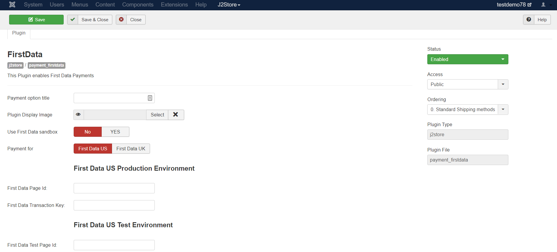 FirstData payment plugin Configuration-Image1