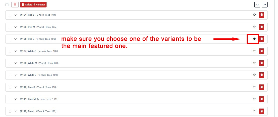 Variant list