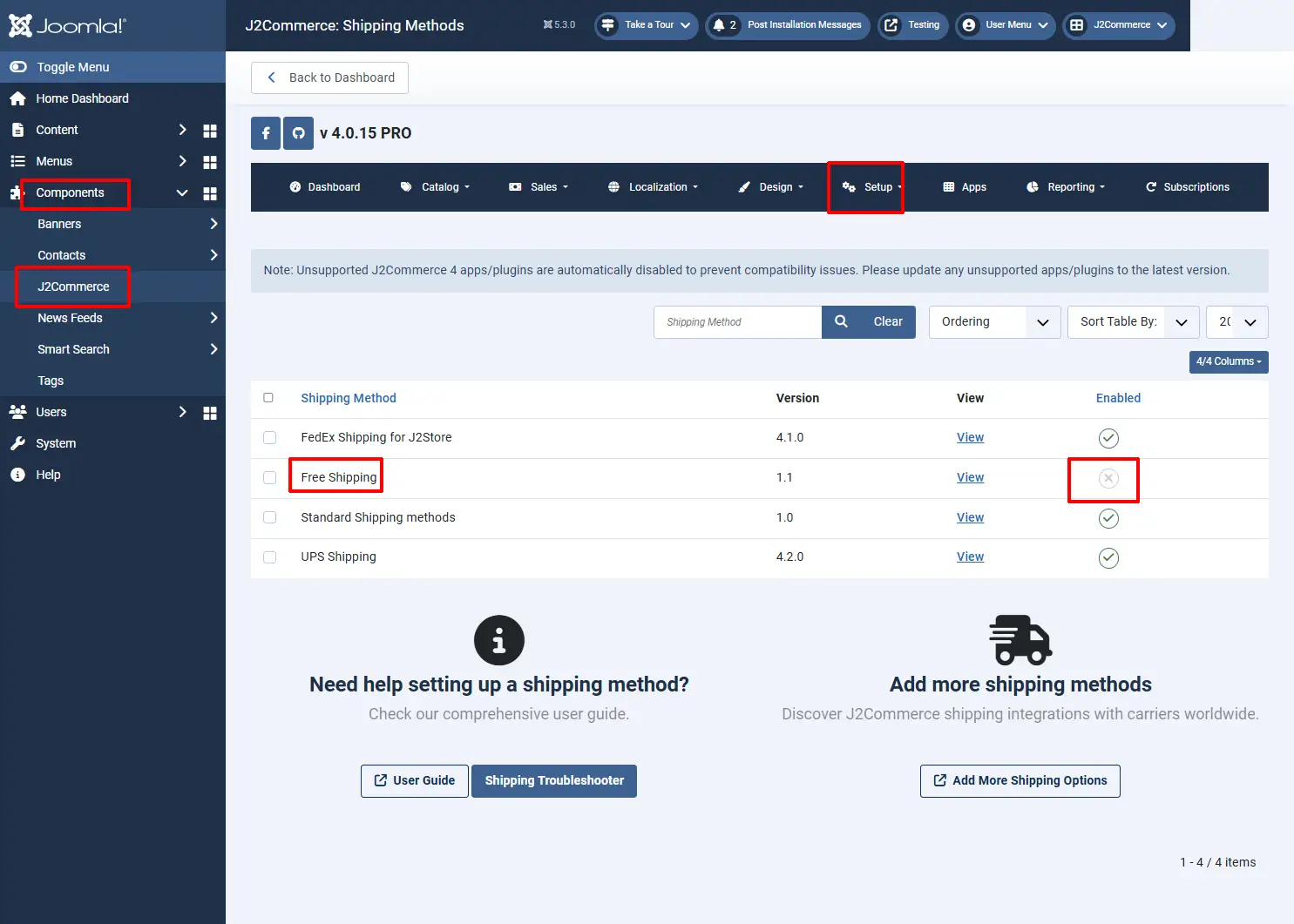 Enable free shipping
