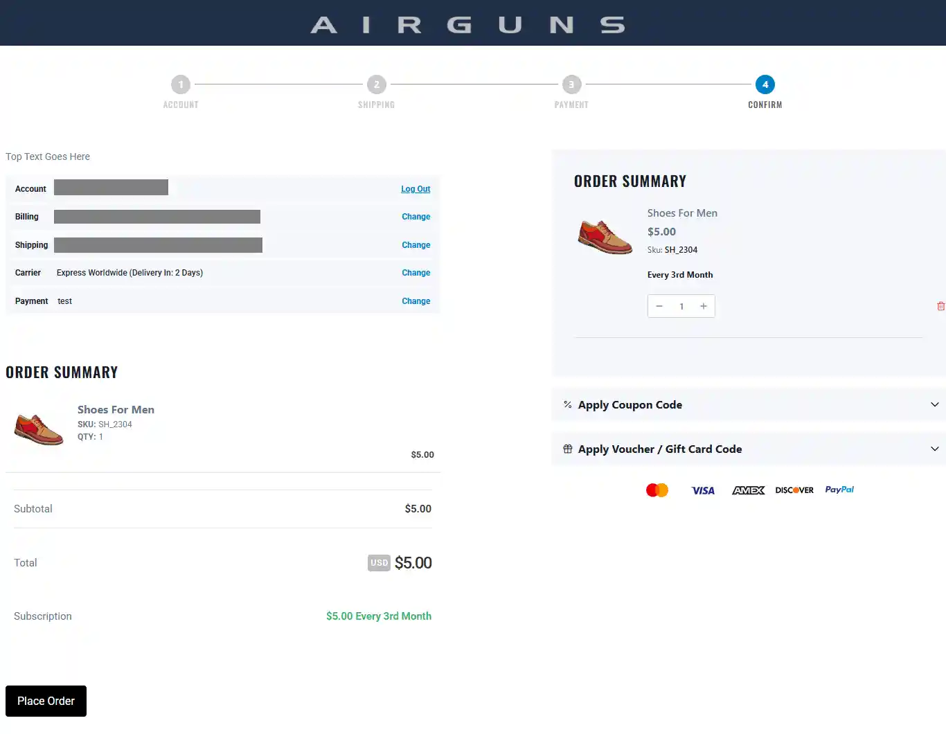 subs payment checkout
