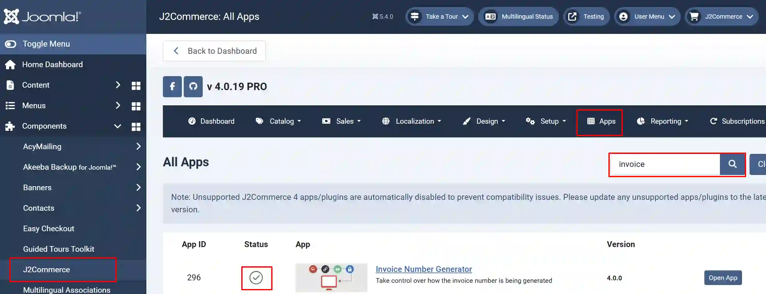 Enable invoice app