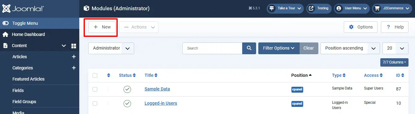 Creating a new module