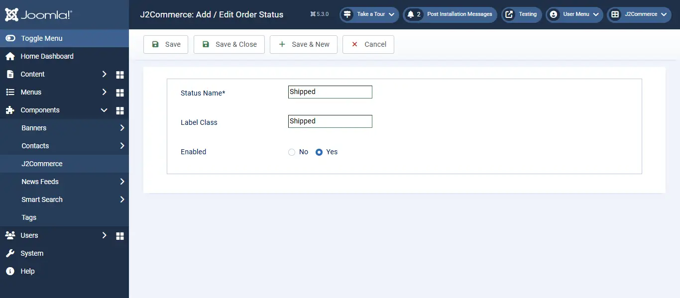New order status