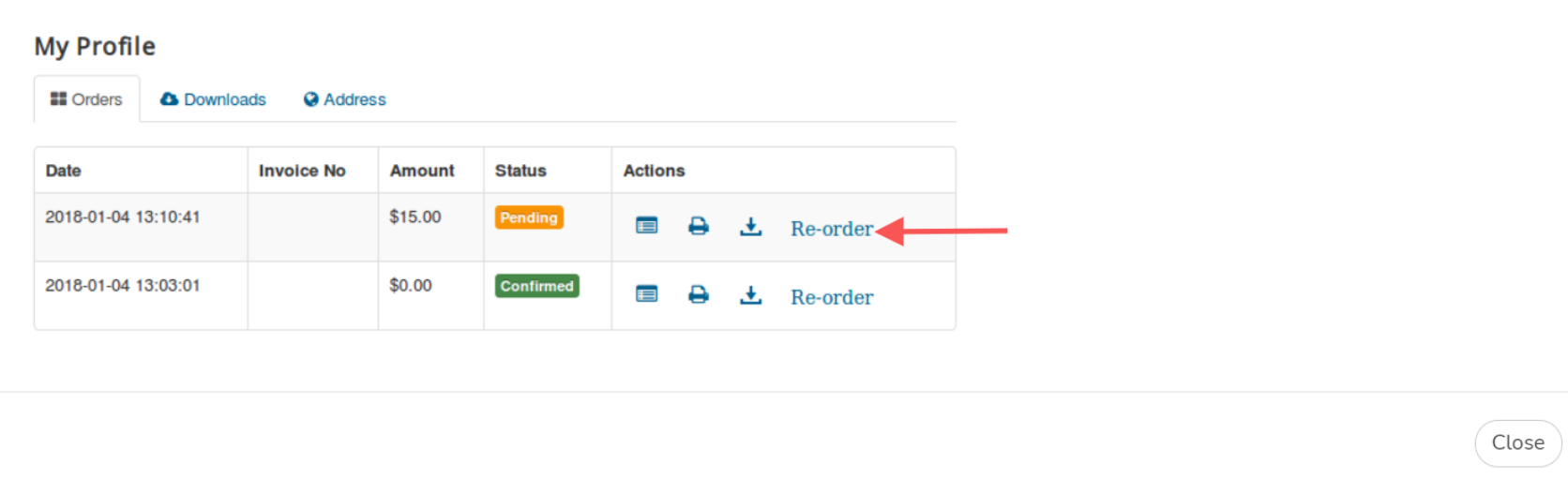 Re-Order Frontend.