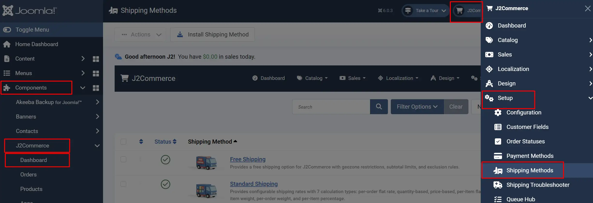 shipping method
