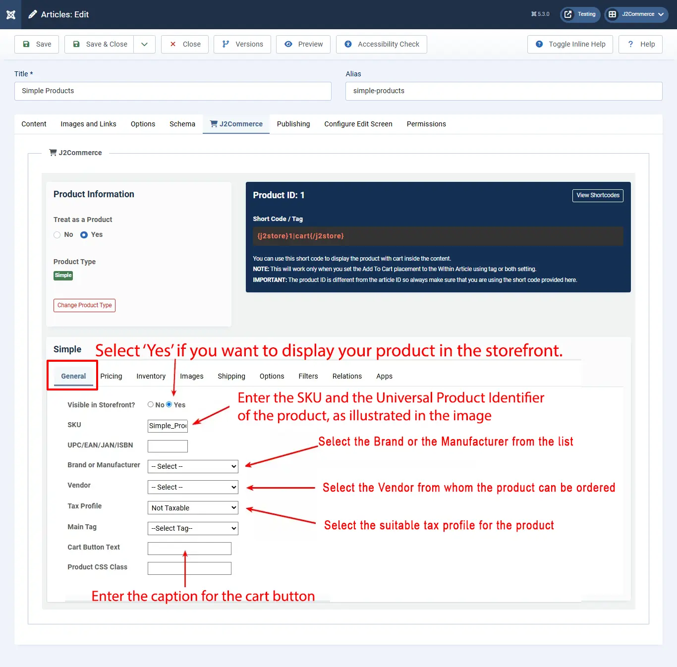 Simple-product-general tab