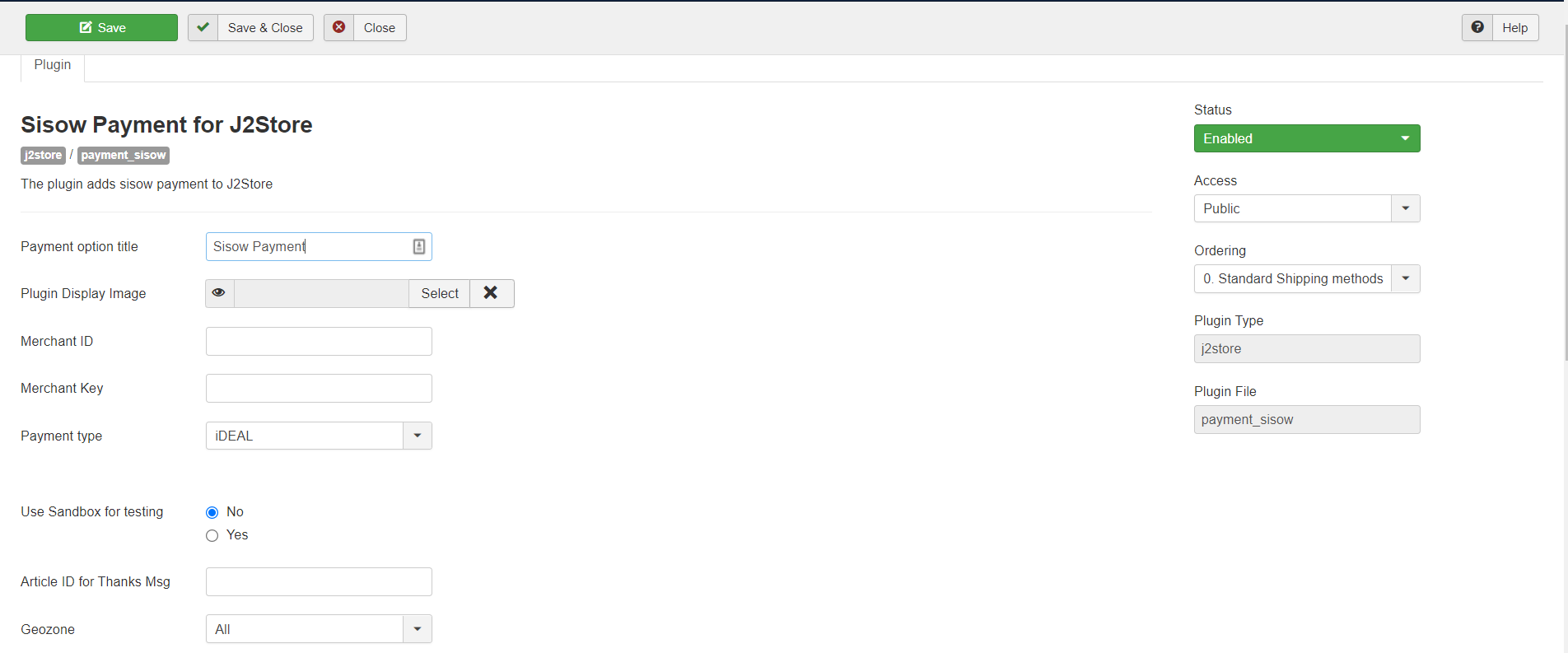 Sisow Payment Configuration- Img1