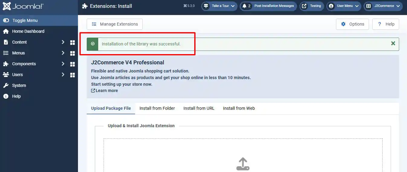 Installation-success-message