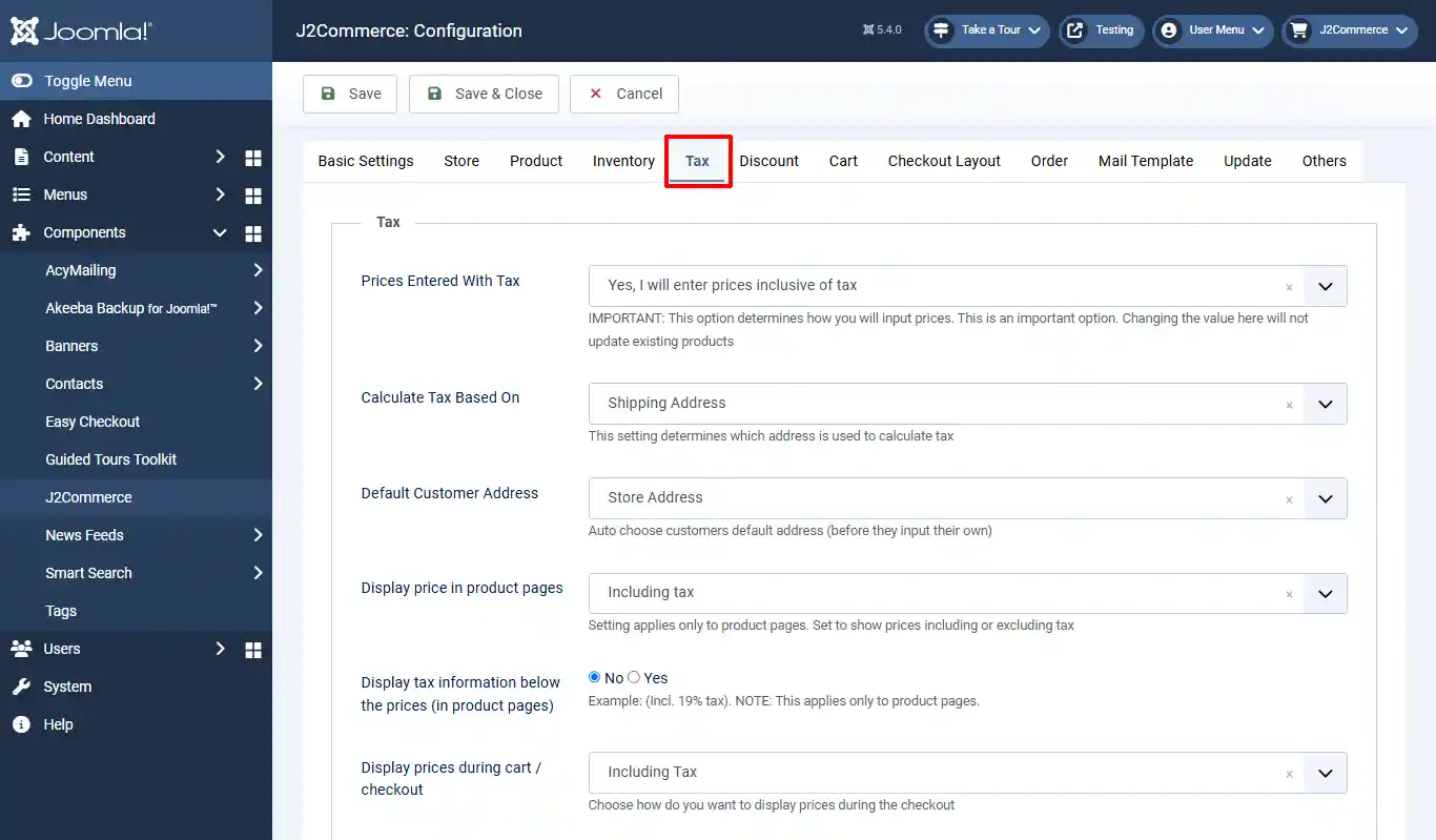 Configuration-taxsettings