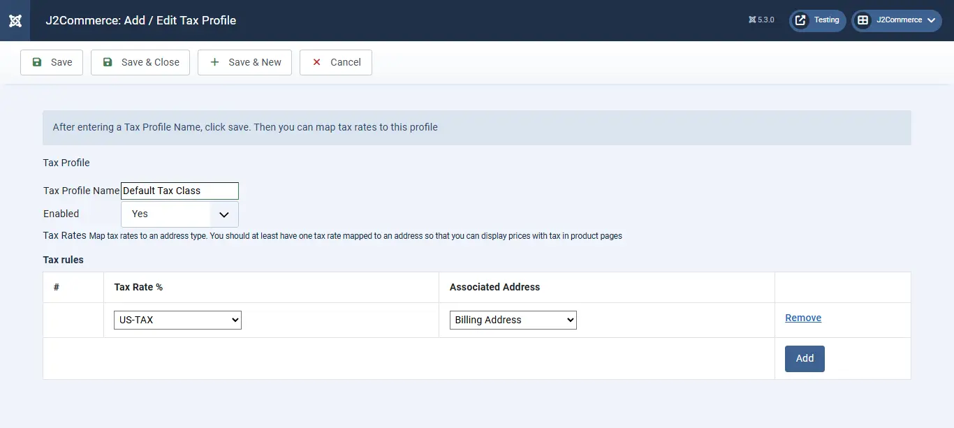 Tax Profile Setup