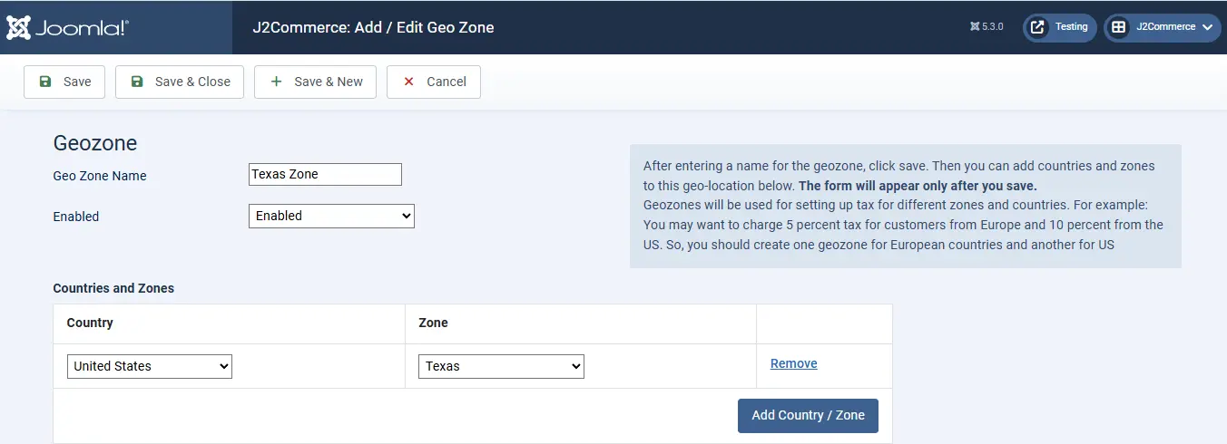 Geozone setup