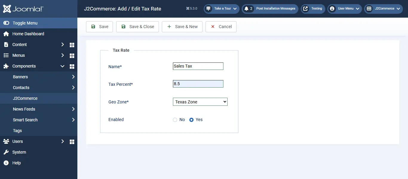 Tax Rate Setup