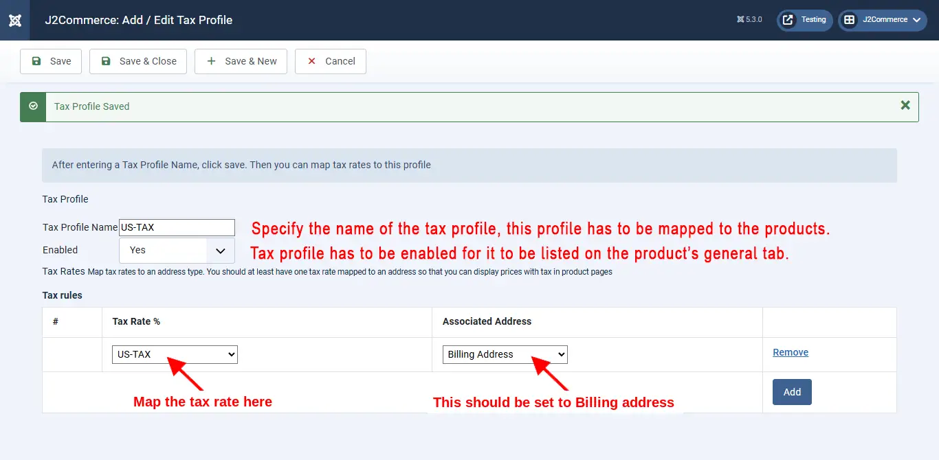 Adding details to tax profiles