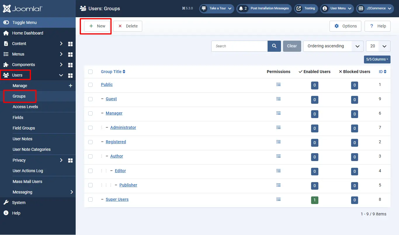 Creating a new user group